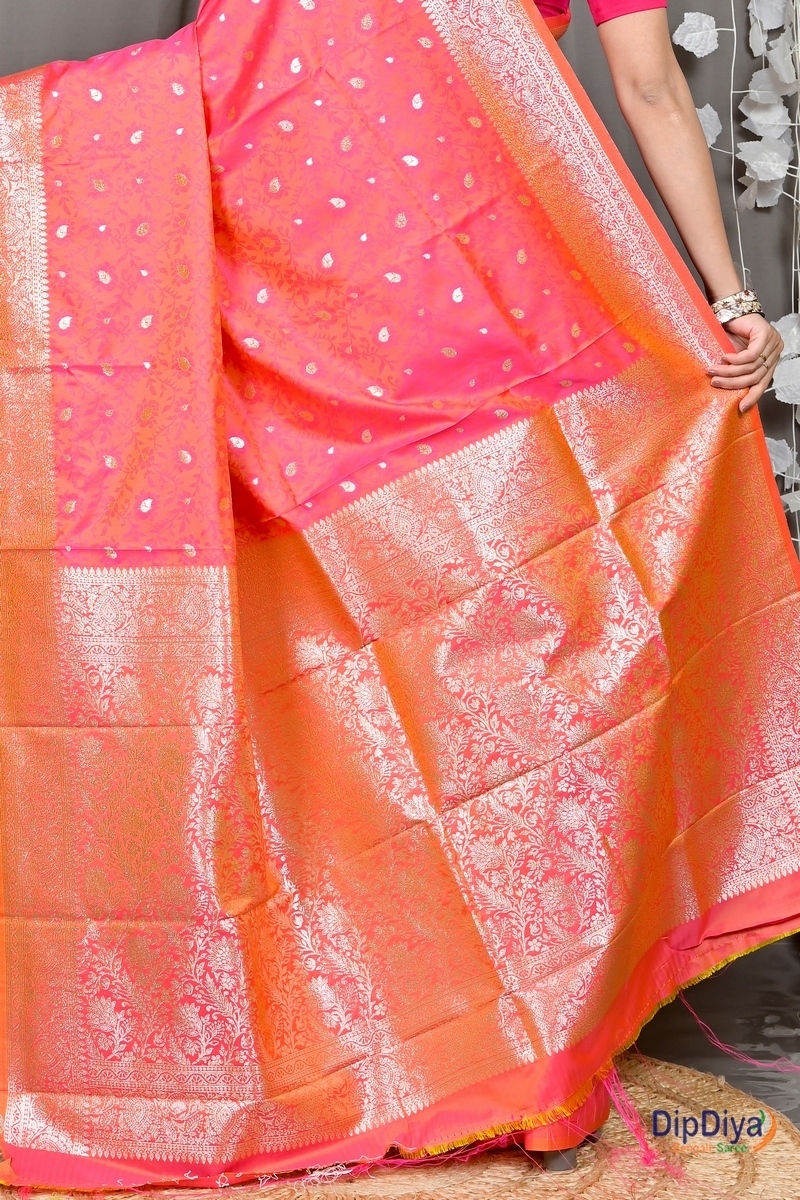 Orange Cotton Silk Parova Tanchui Saree (511)